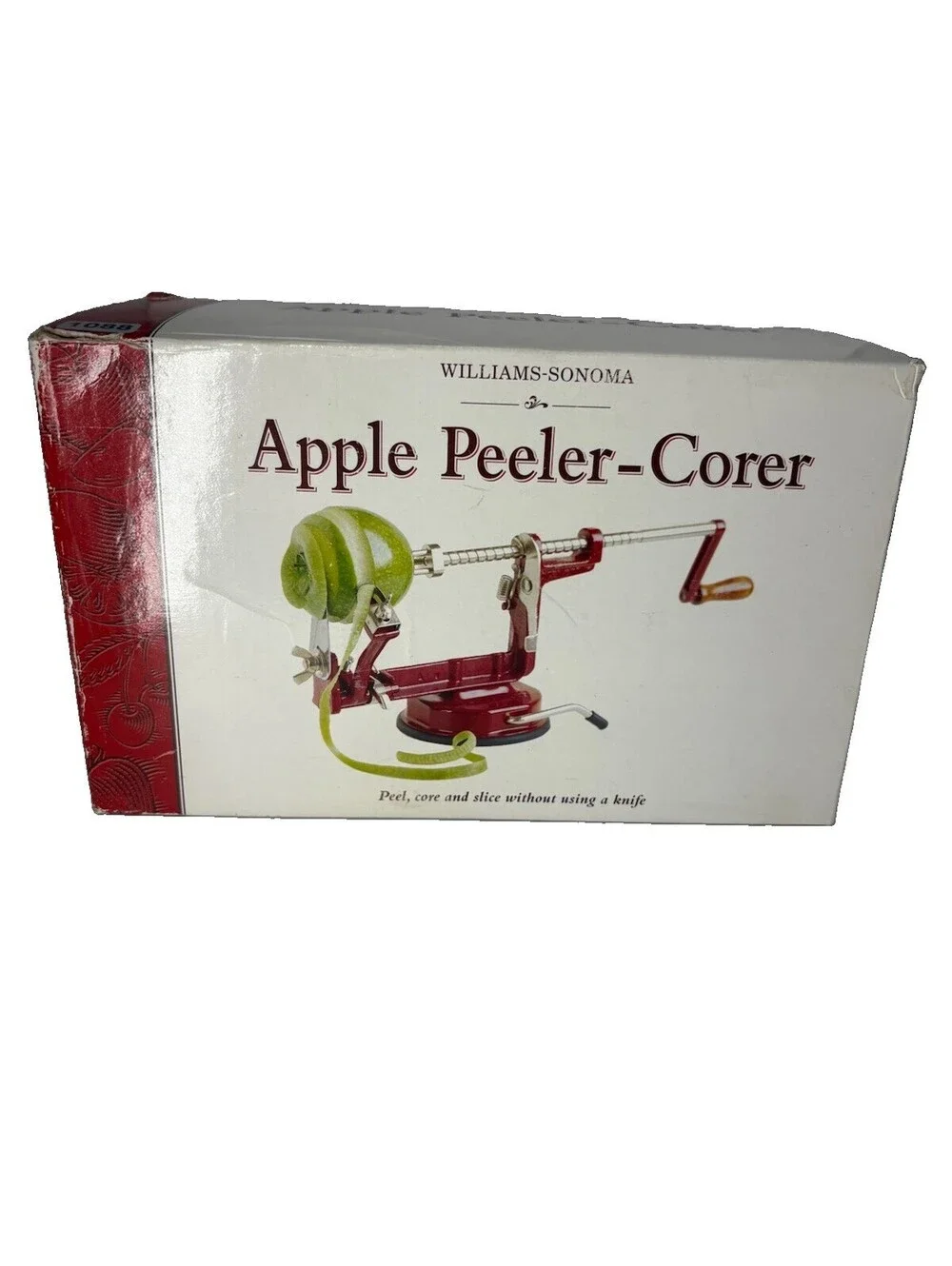 Back To Basics “Peel Away” Apple Peeler Corer Slicer Red Hand Crank With Box